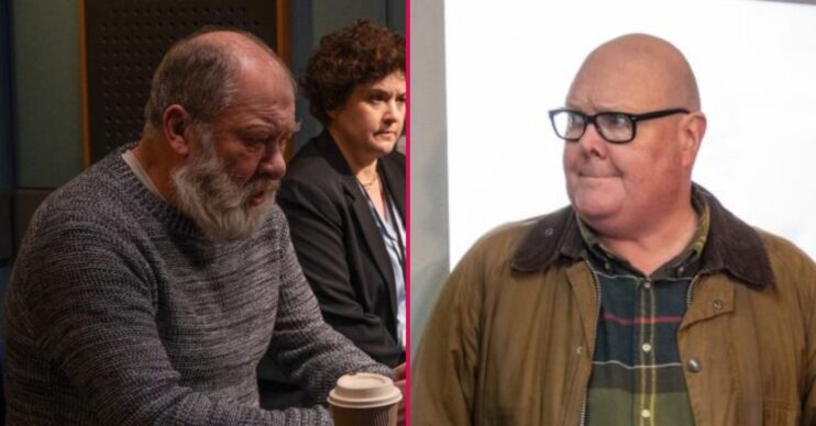 ED pic: Bear in jail / Paddy at the station in Emmerdale