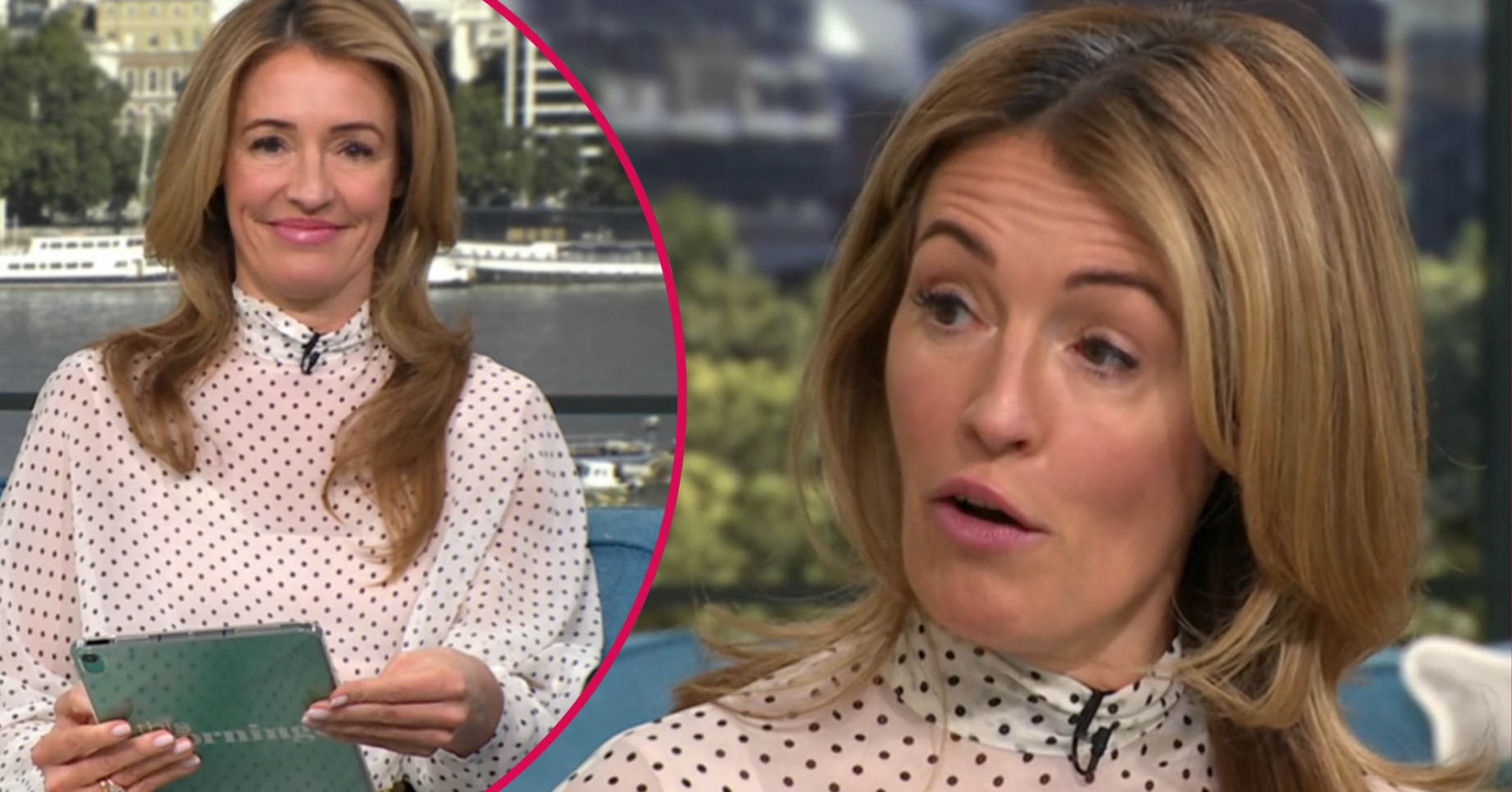 Cat Deeley on This Morning in a sheer white top