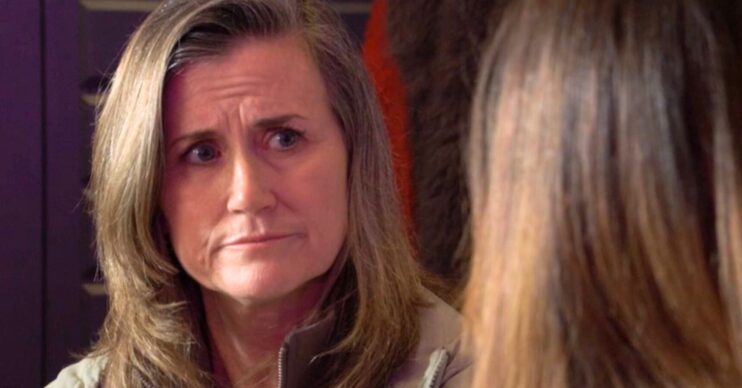 Sandra in EastEnders looking worried