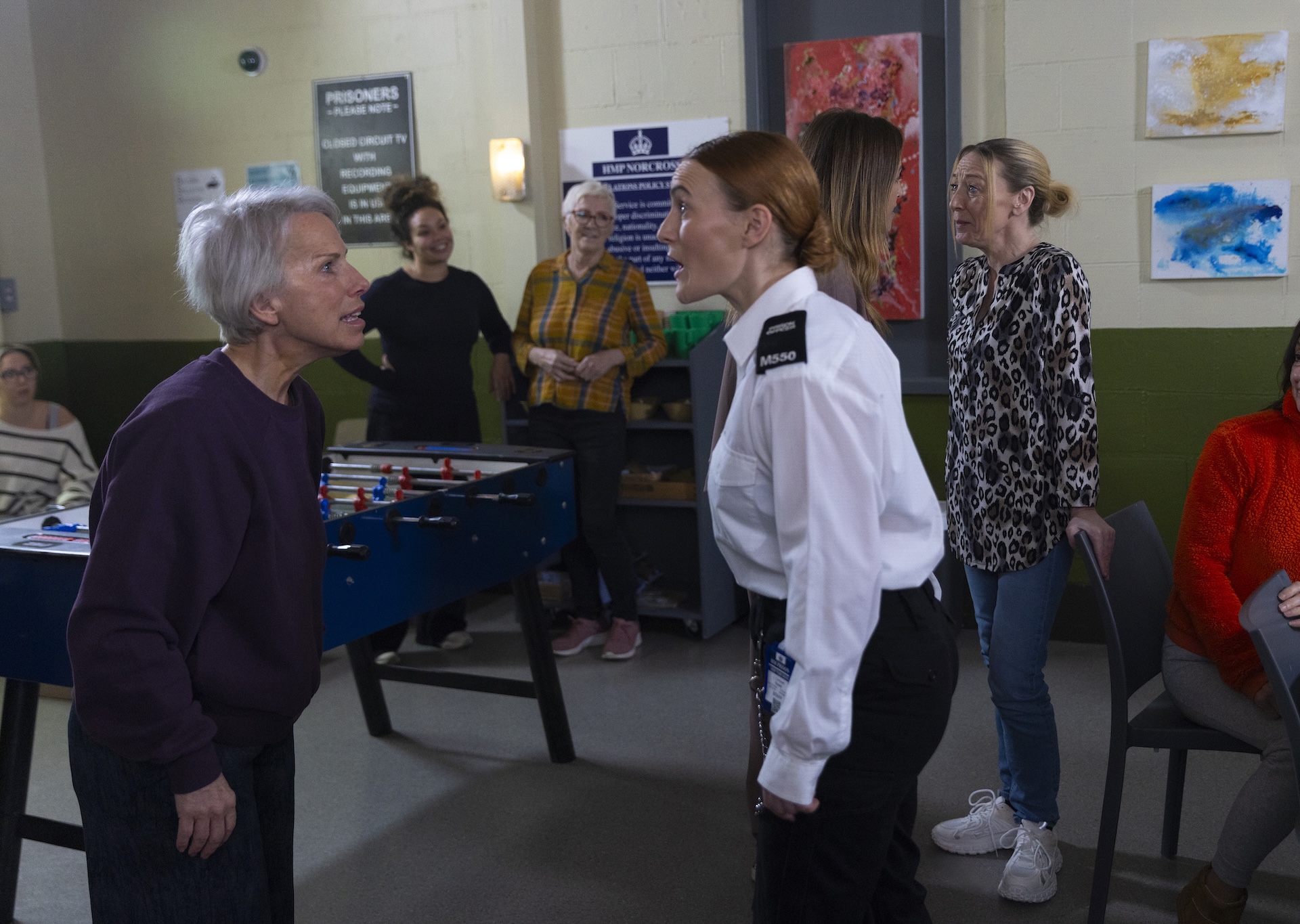 Lou, Paula and Debbie in trouble at the prison in Coronation Street