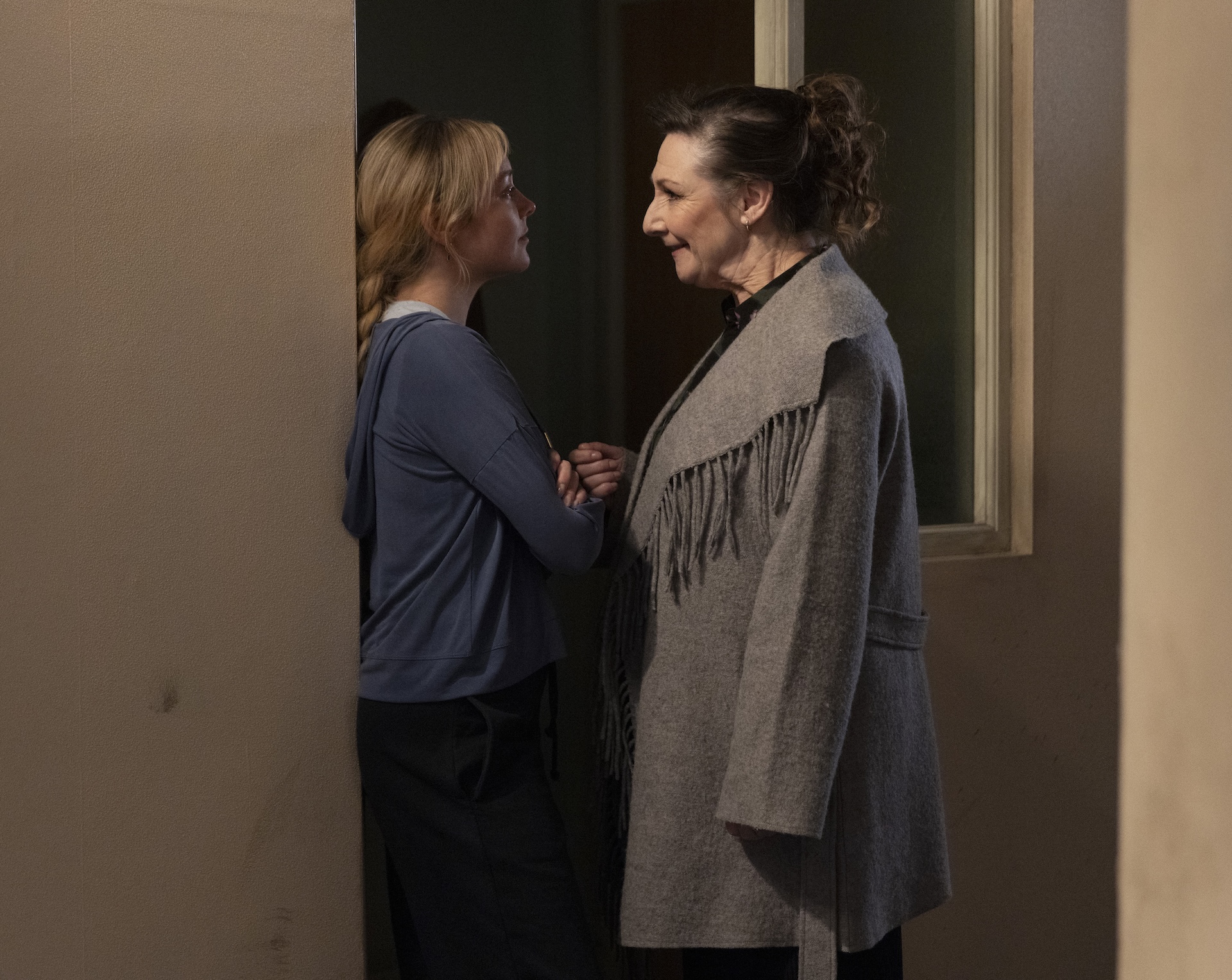 Maggie and Megan staring at each other in Coronation Street