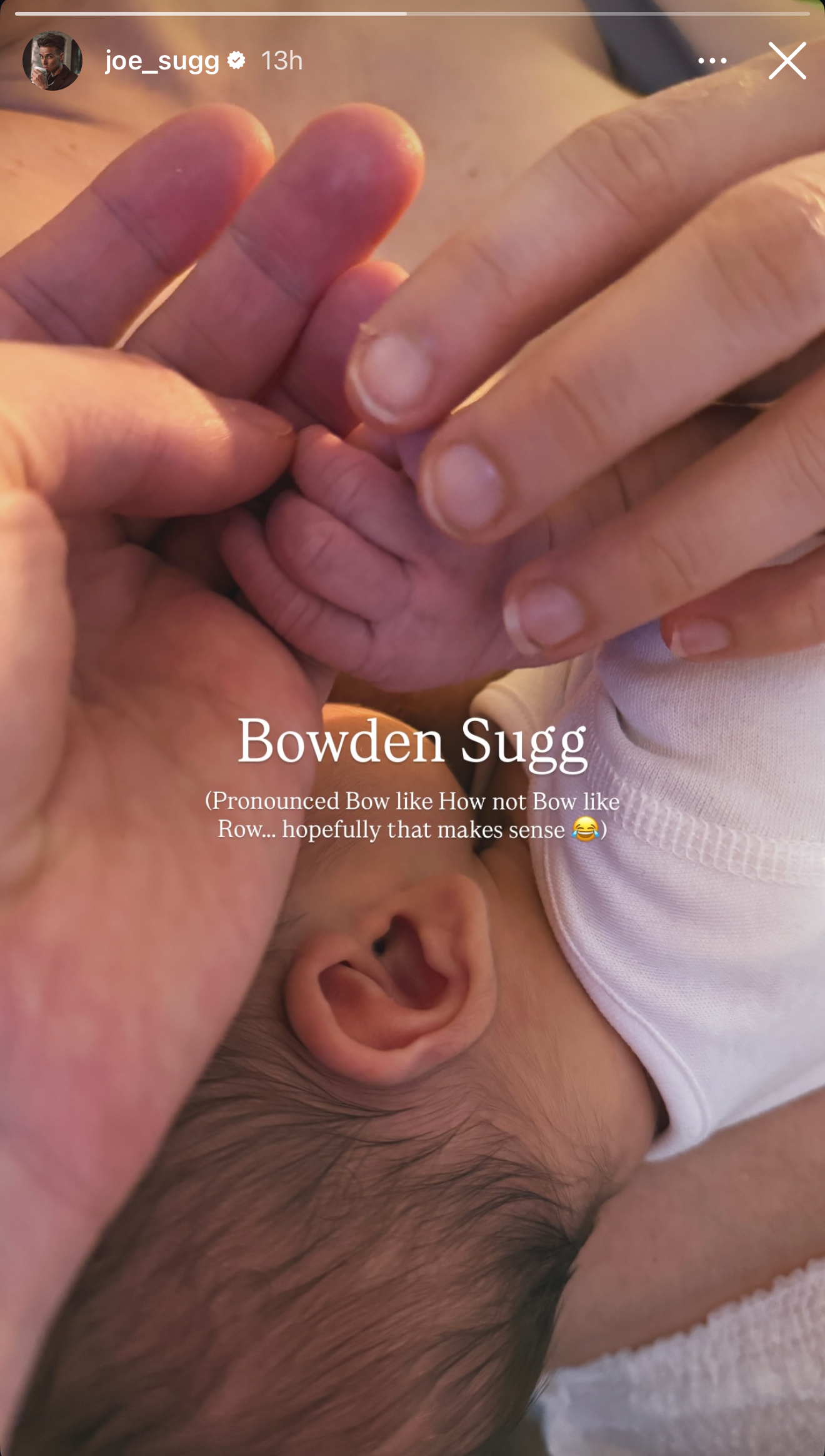 Baby Bowden Sugg on Joe's instagram 