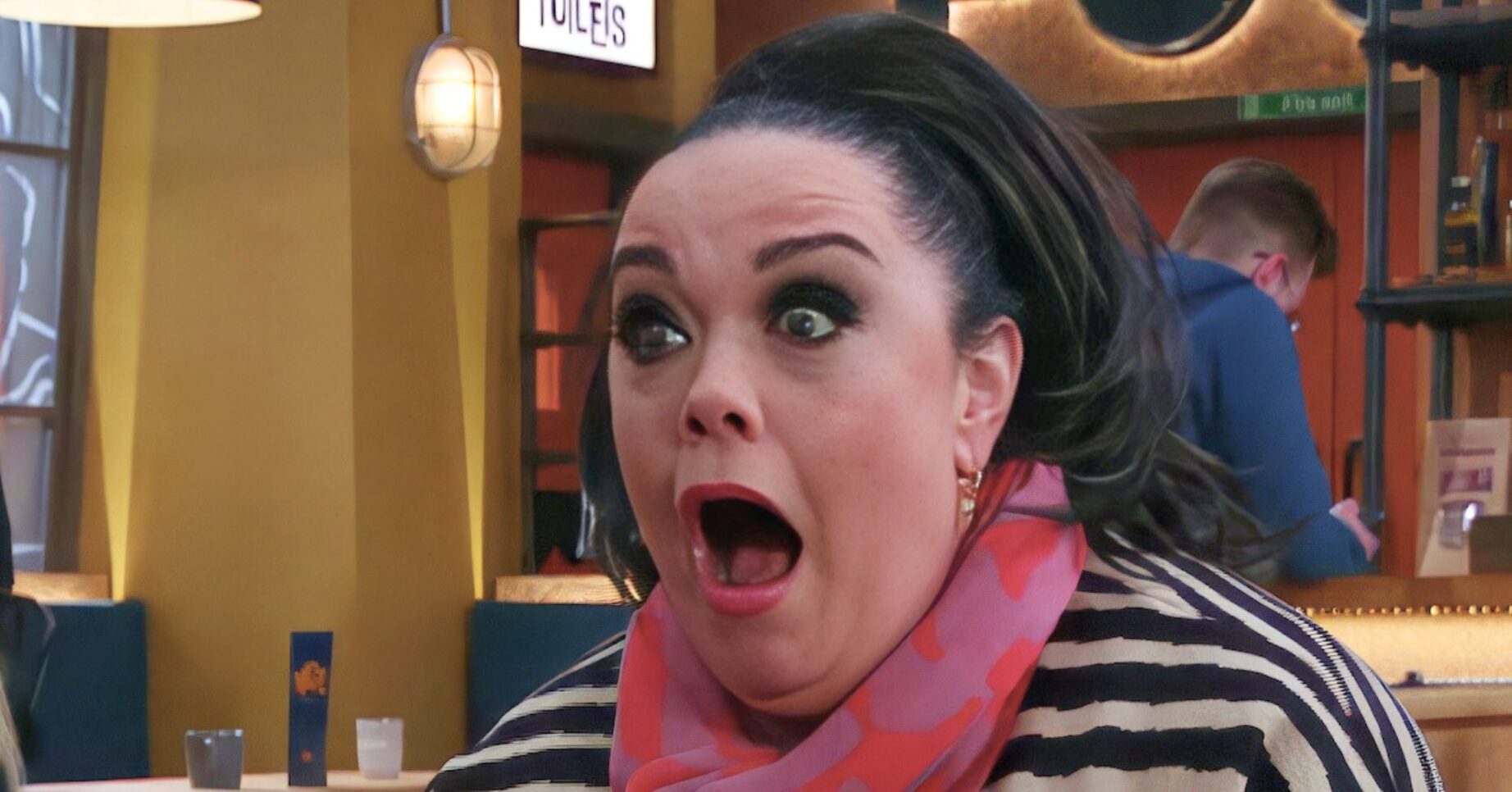 Mandy looks shocked in Emmerdale (Credit: ITV/Comp ED!)