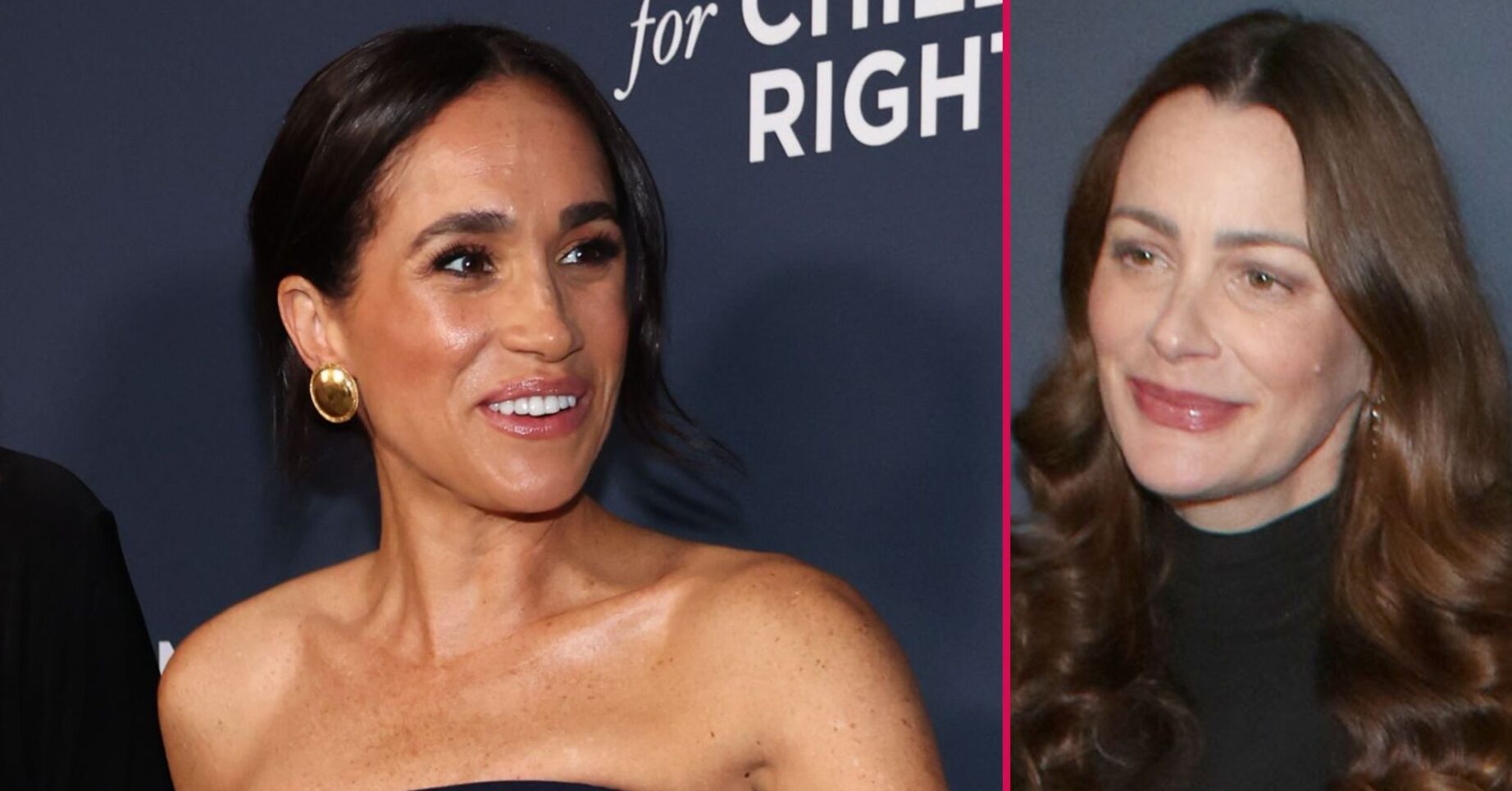 ED composite of Kelly McKee Zajfen and Meghan Markle cuddling on red carpet