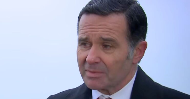 Graham looks at Rhona in Emmerdale (Credit: ITV)