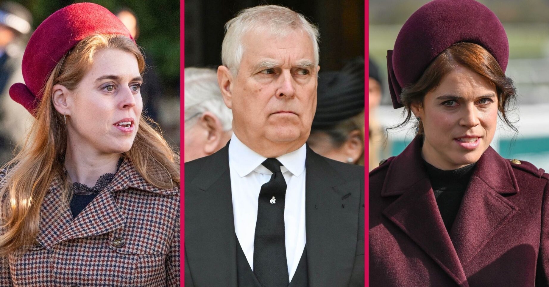 ED composite of Princess Beatrice and Eugenie and Andrew Mountbatten-Windsor at different events