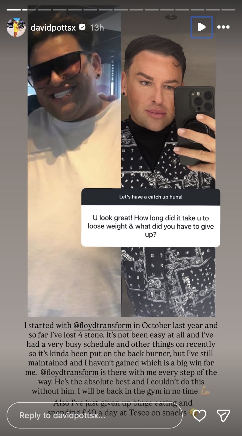 David Potts before and after weight loss