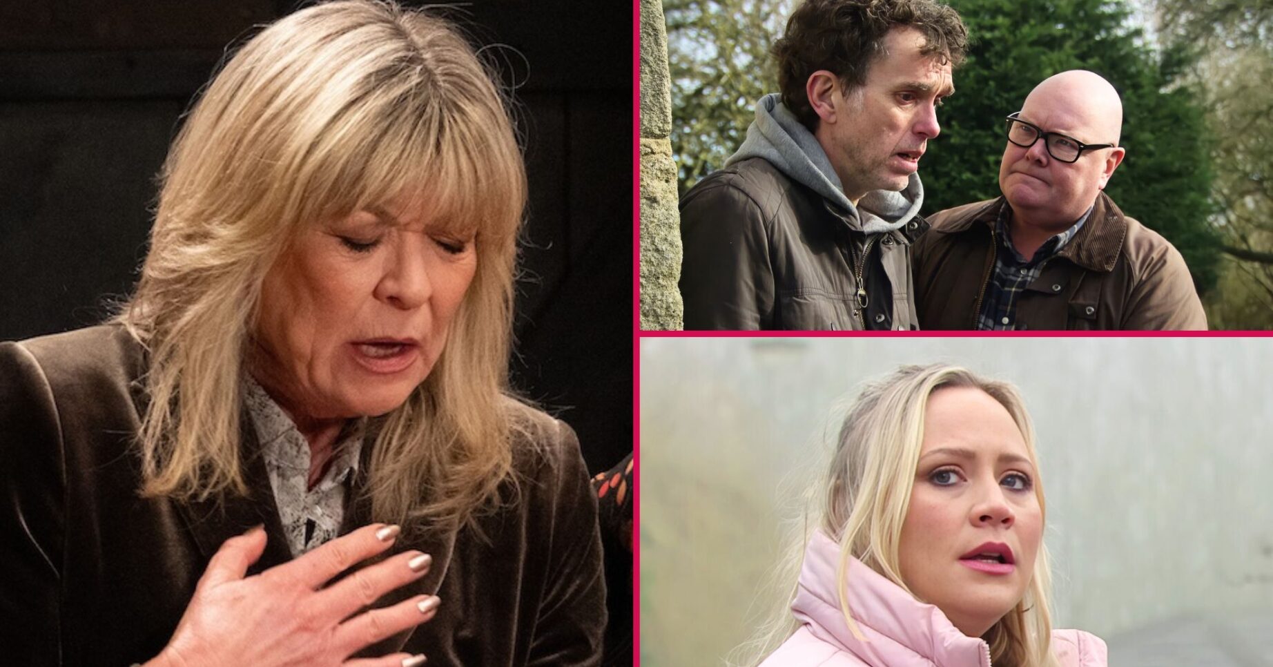 Kim, Marlon, Paddy and Tracy in Emmerdale split pic (credit: ITV/Comp ED!0