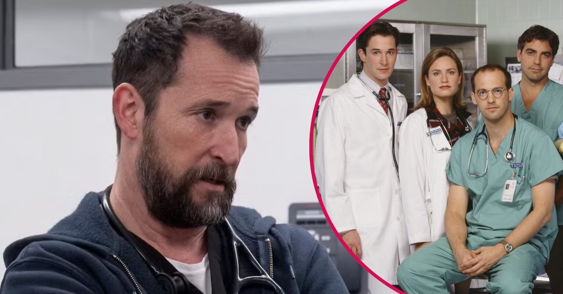 Noah Wyle in The Pitt and the cast of ER