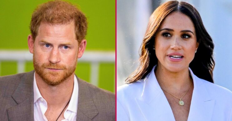 ED composite of Prince Harry and Meghan Markle looking serious