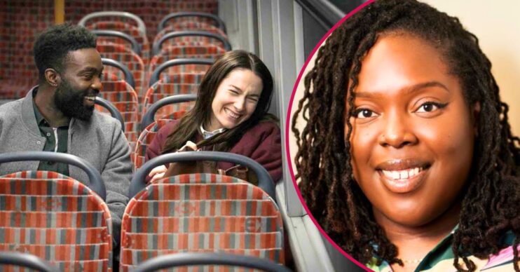 The cast of Babies and a photo of Danielle Scott-Haughton