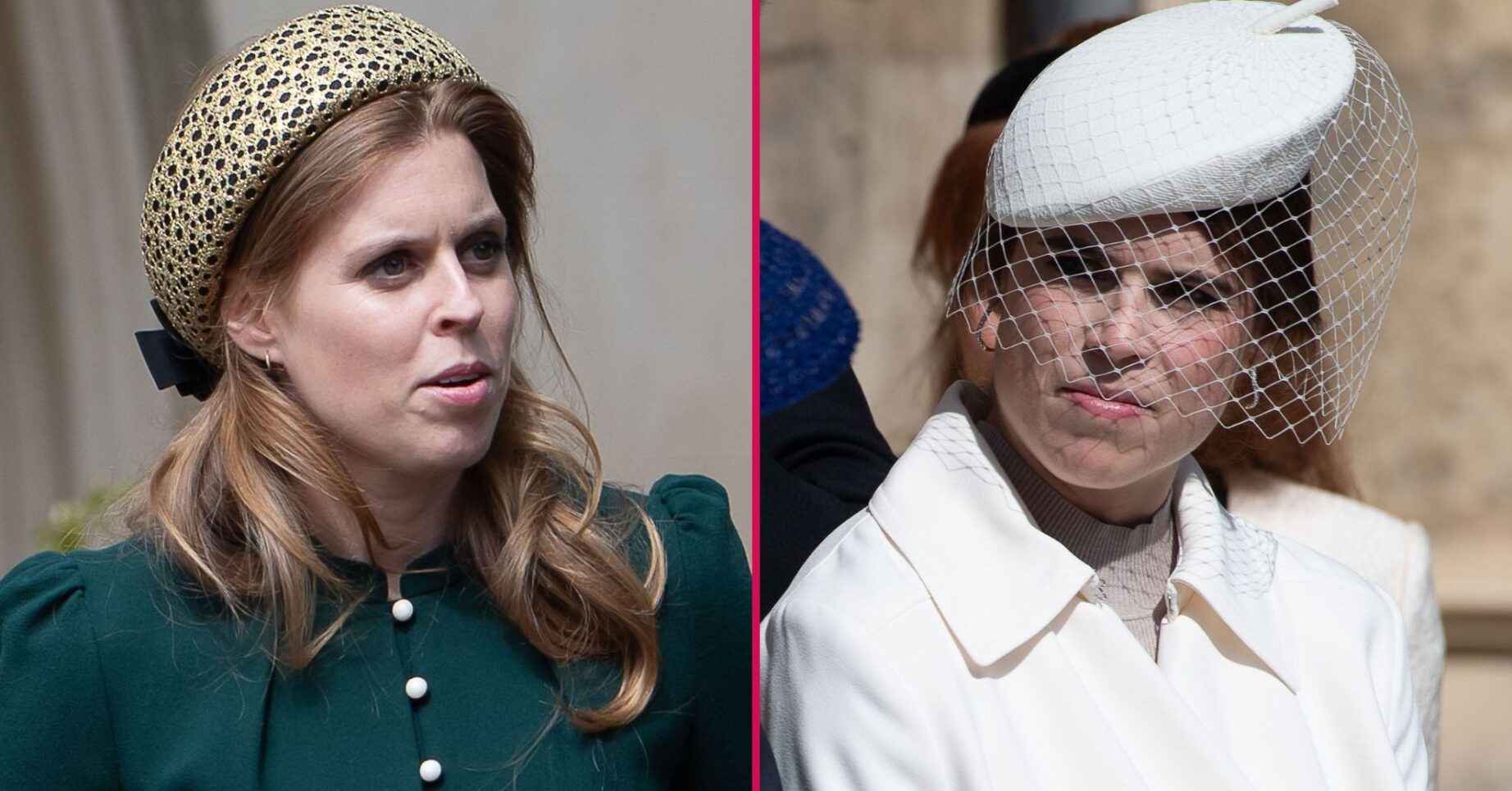 ED composite of Beatrice and Eugenie at royal Easter service