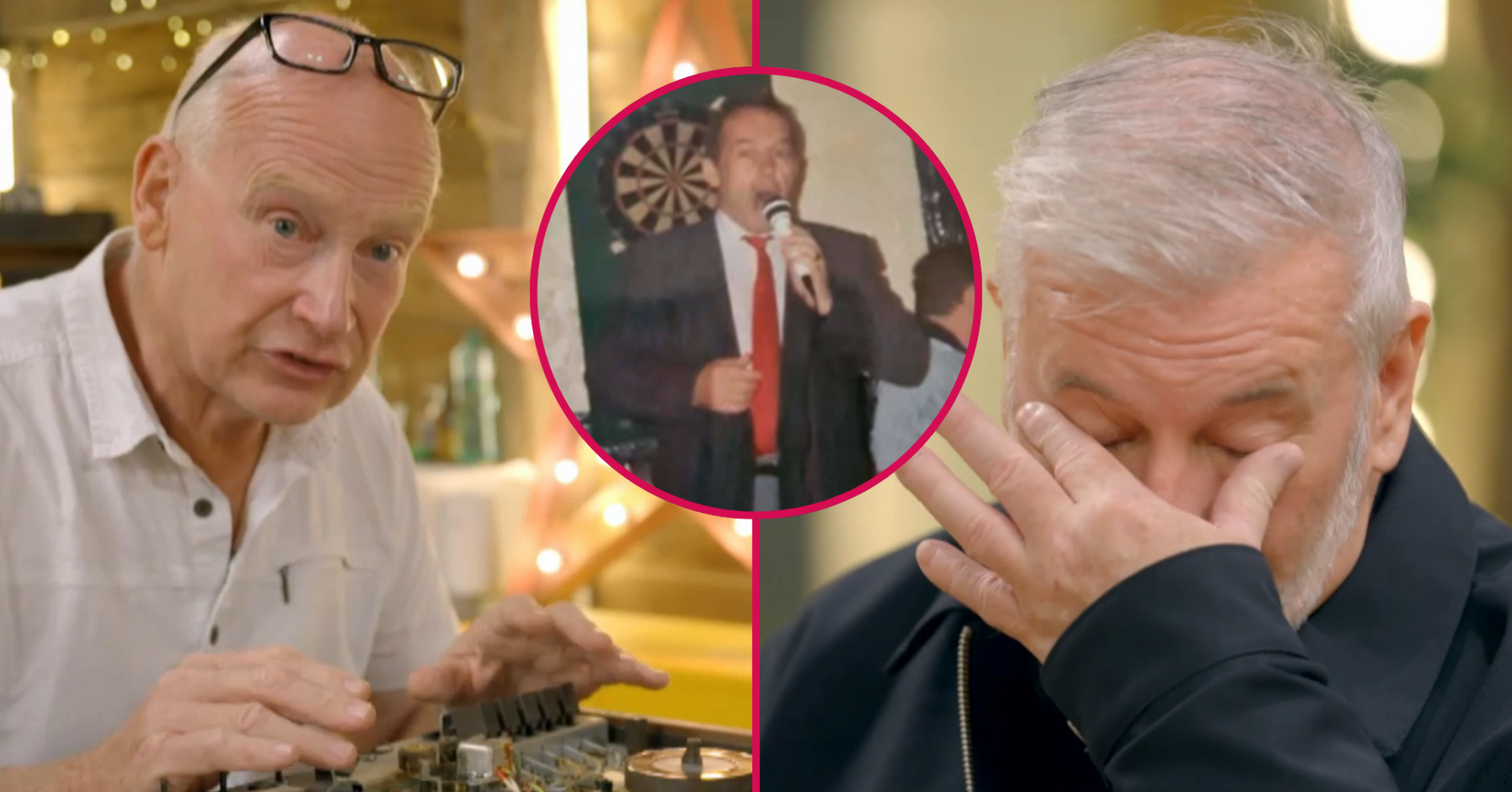 Man crying on The Repair Shop, man fixing a recorder, man singing inset