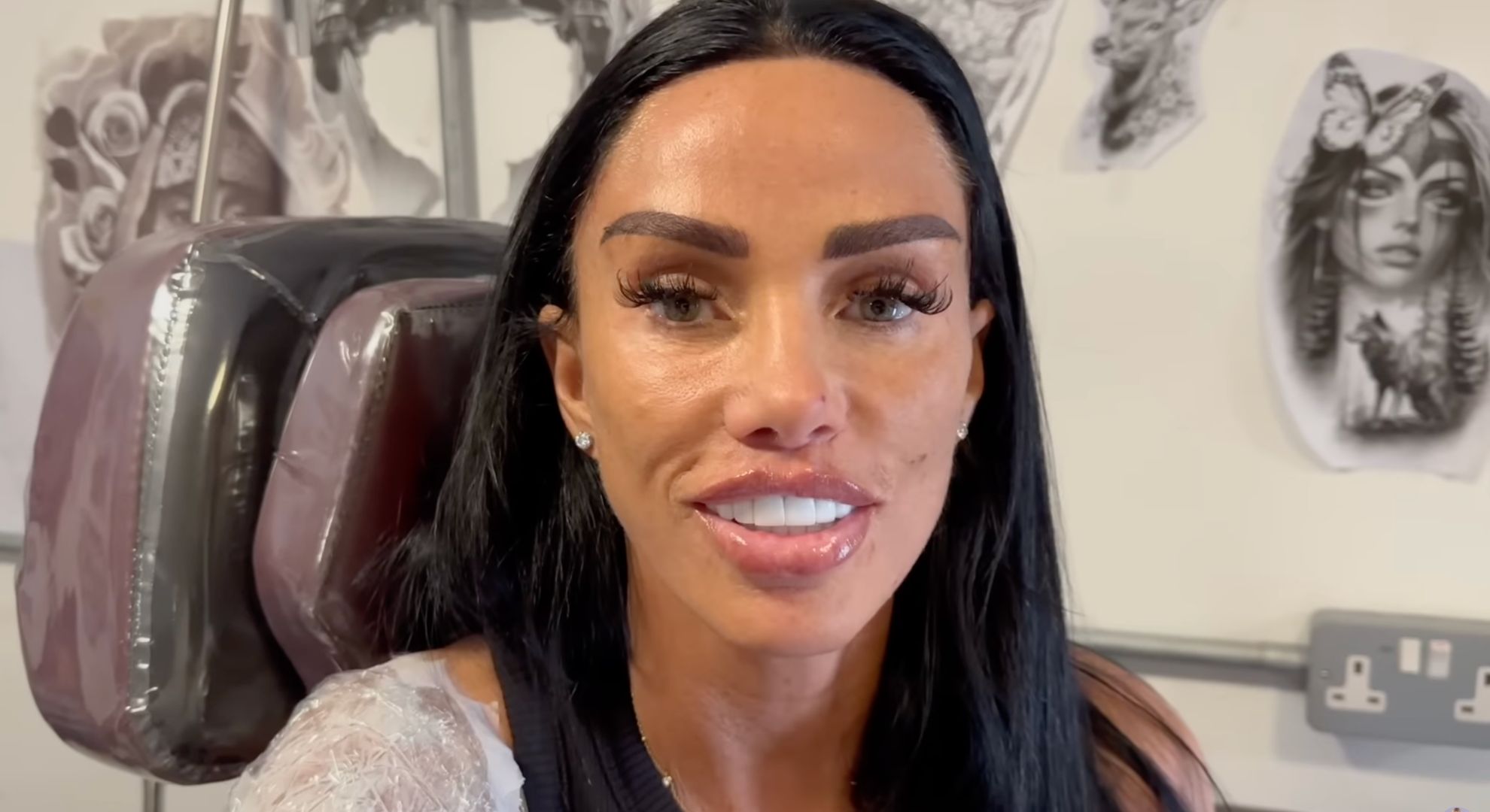 katie Price speaking to camera