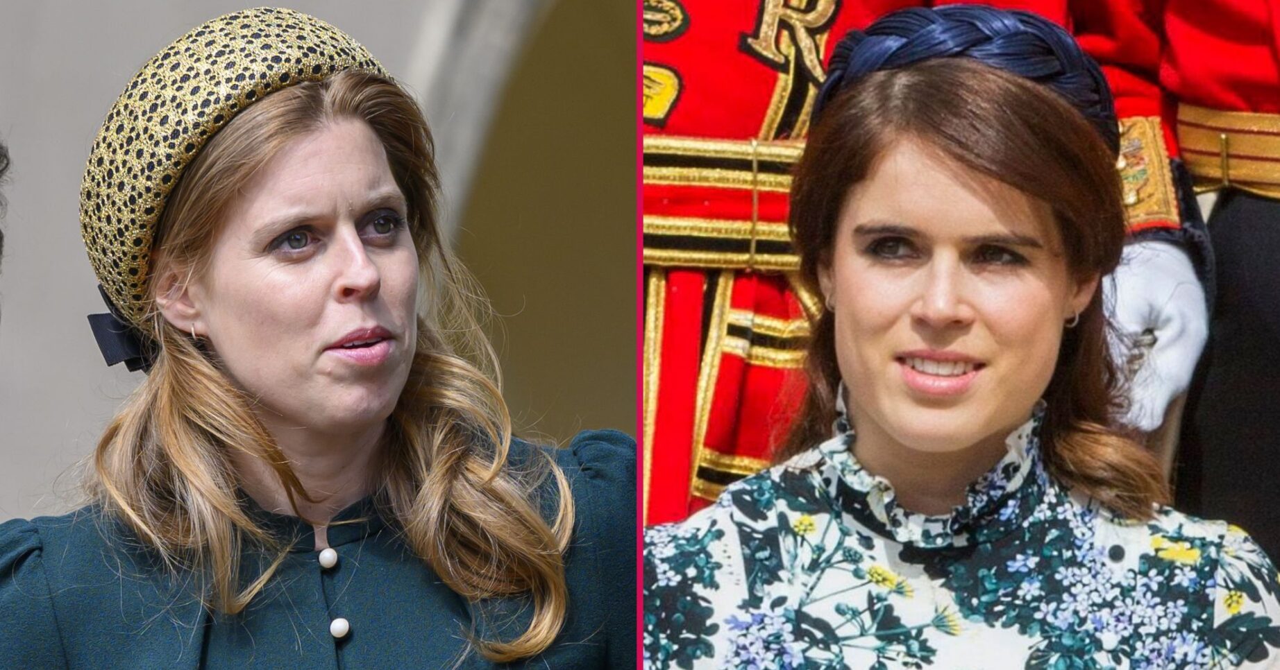 ED composite of Beatrice and Eugenie at royal Easter services