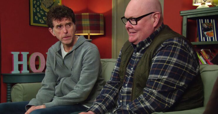 Marlon and Paddy in Emmerdale tonight (Credit: ITV)