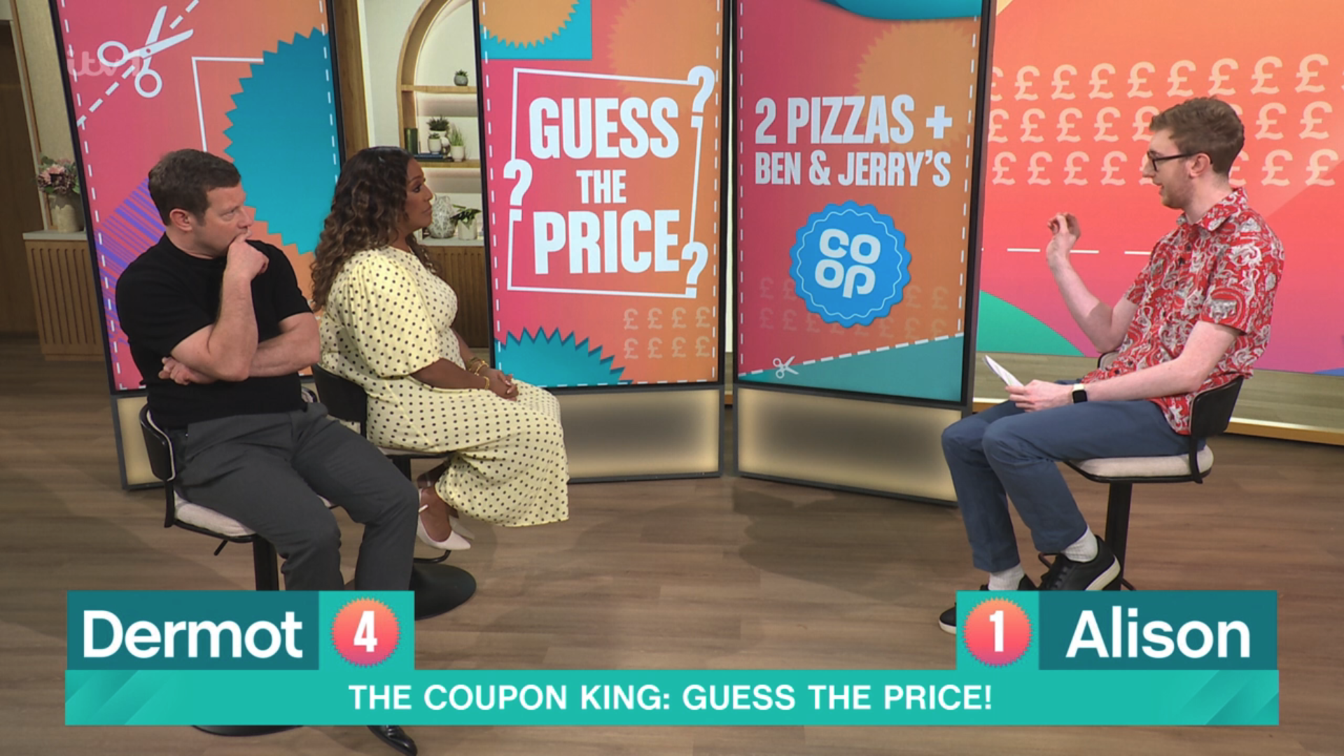 Alison Hammond and Dermot O'Leary on This Morning with the Coupon King
