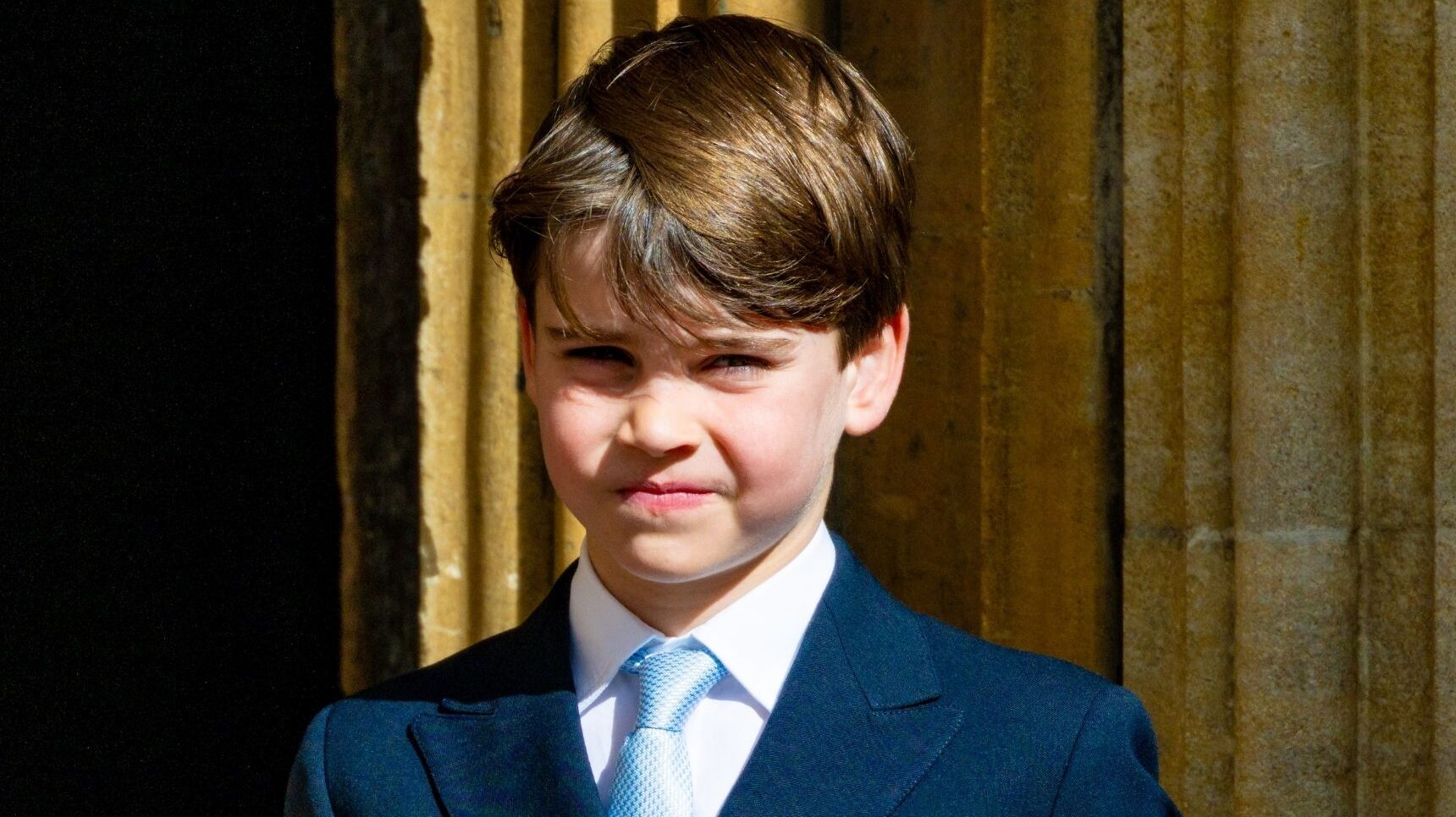 Prince Louis in suit at Easter service