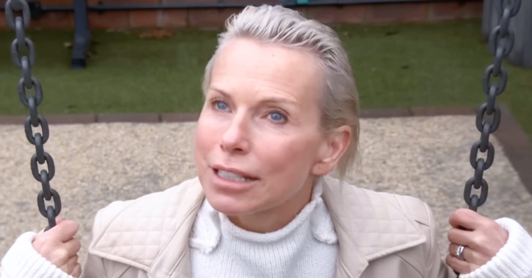 Coronation Street's Debbie on the swings