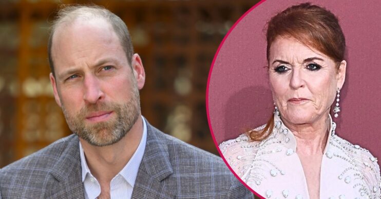 ED composite of Prince William looking serious and Sarah Ferguson at event