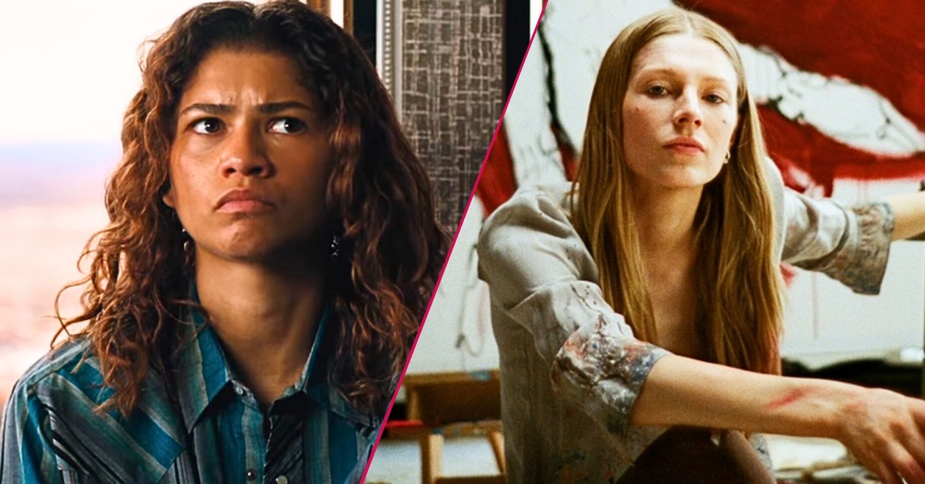 Zendaya and Hunter Schafer in separate images from Euphoria season 3