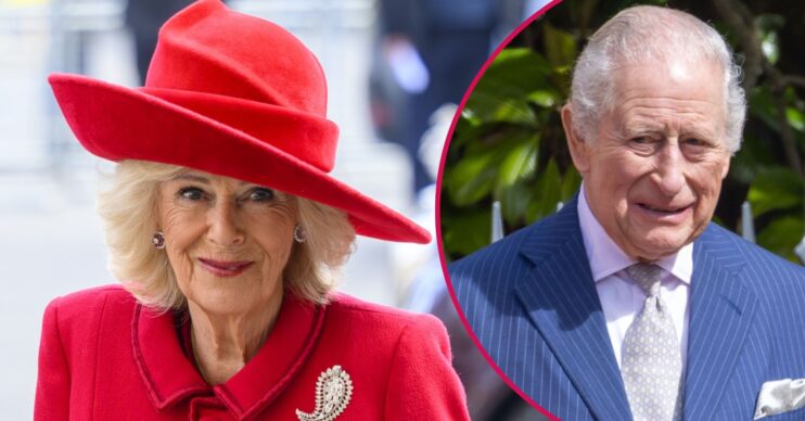 ED composite of King Charles and Queen Camilla smiling at royal events
