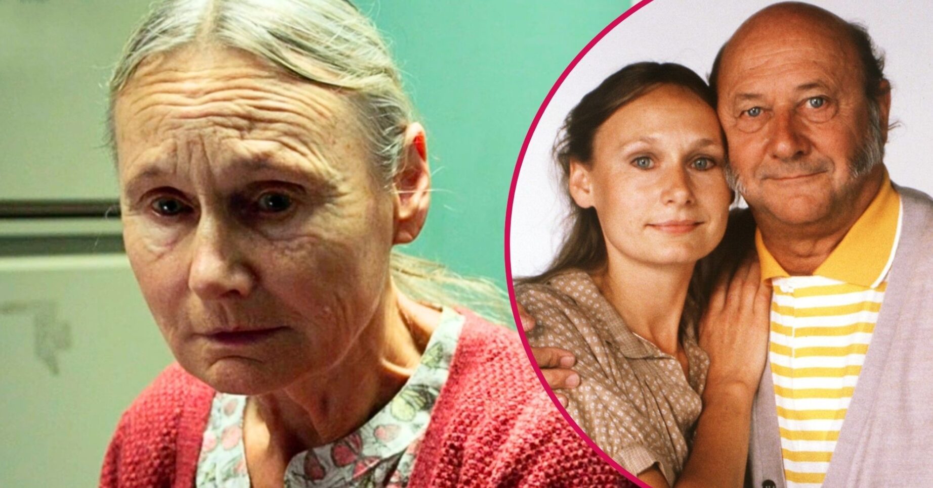 Angela Pleasence in Happy Valley and a photo of her and Donald Pleasence