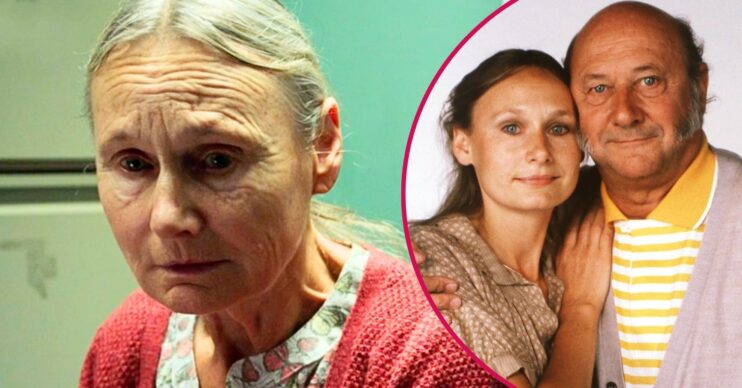 Angela Pleasence in Happy Valley and a photo of her and Donald Pleasence