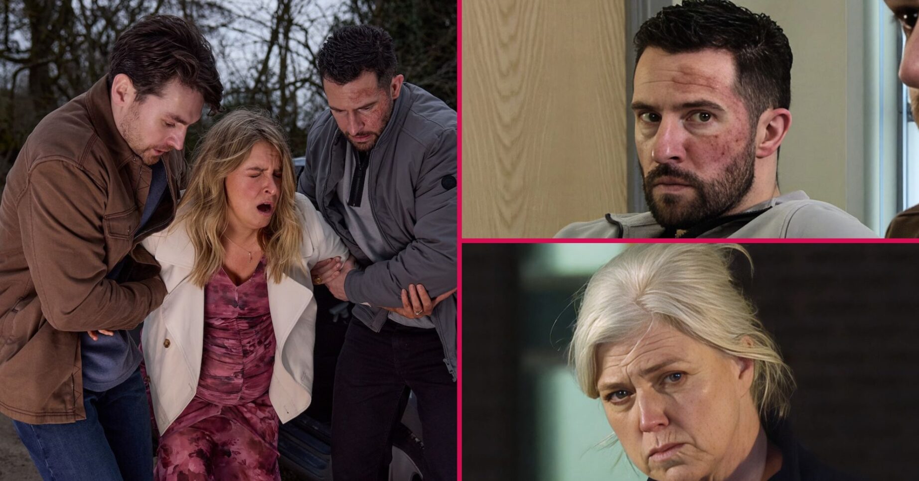 Mack, Charity, Ross and Dr Todd split pic for Emmerdale spoilers (Credit: ITV)
