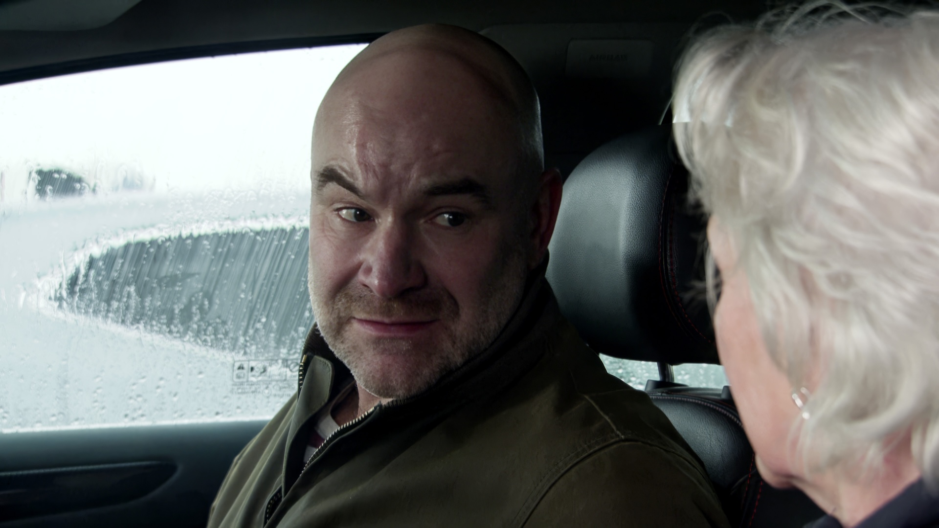 Tim serious in cab