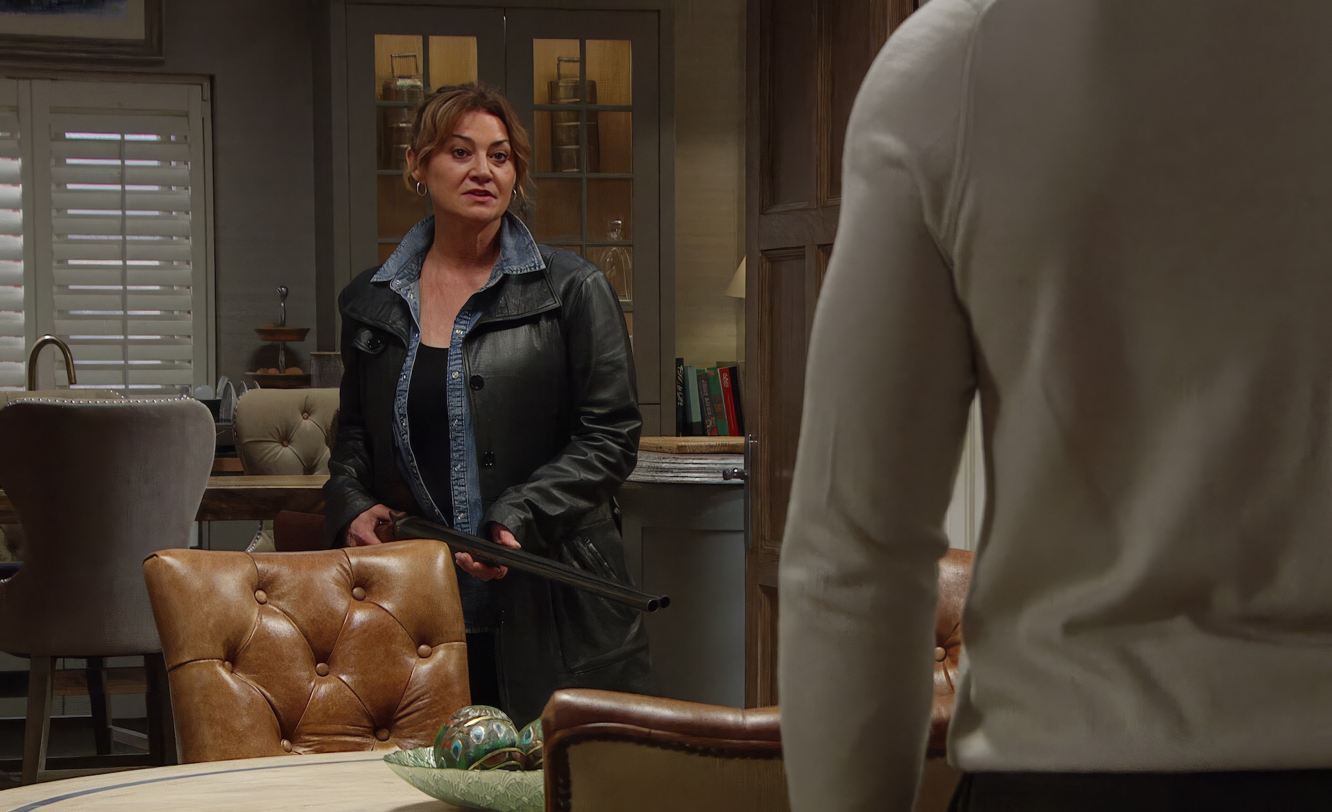 Moira holds a shotgun at Joe in Emmerdale spoilers