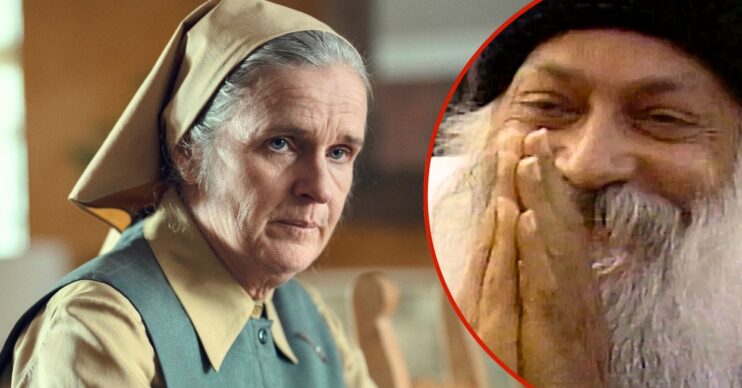 Siobhan Finneran in Unchosen and a screenshot from Wild Wild Country