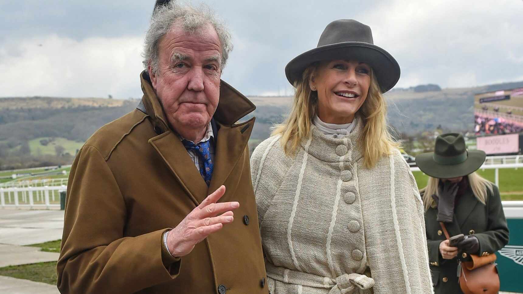 Jeremy Clarkson and Lisa Hogan in tweed at the races