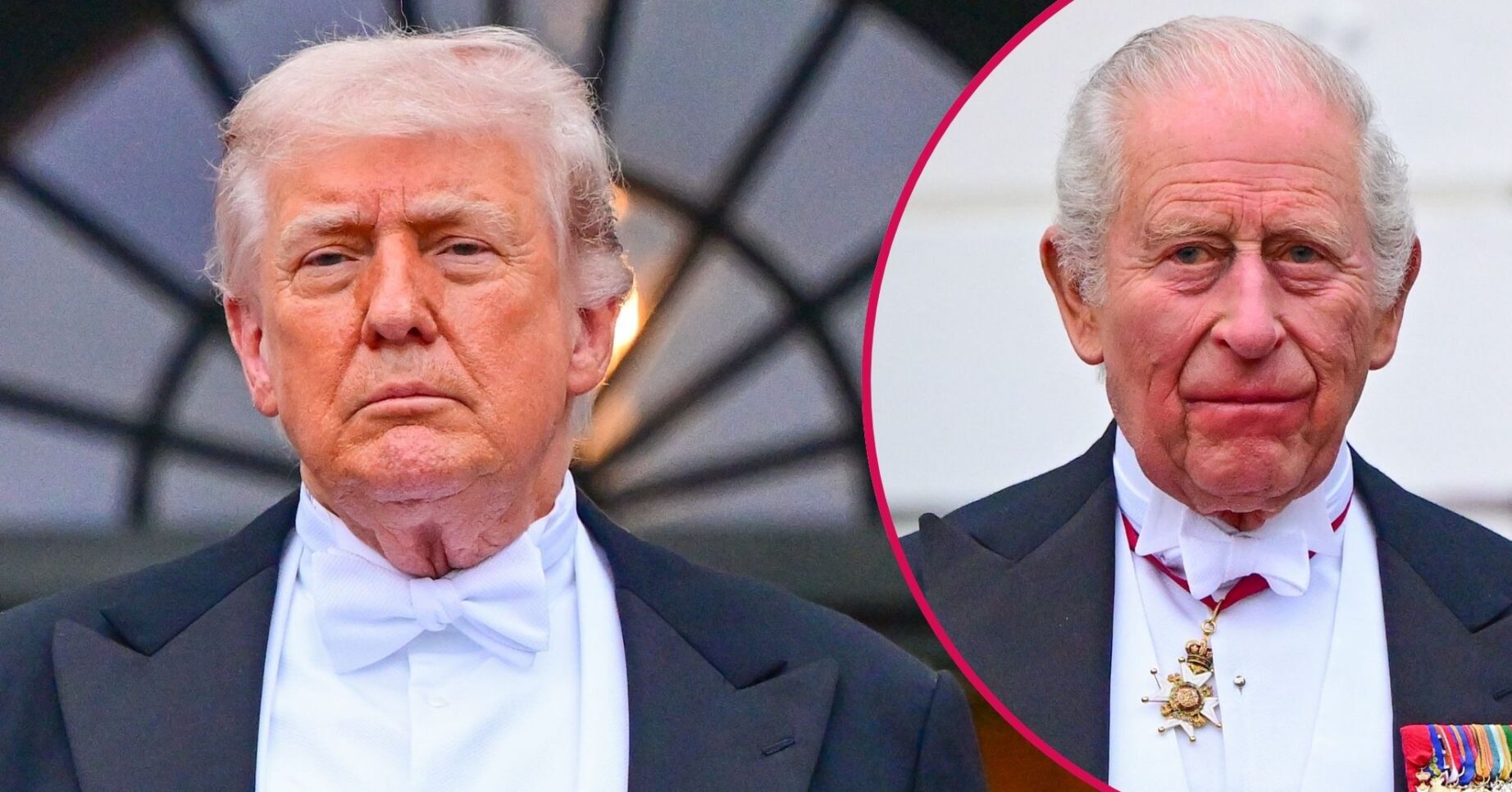 ED composite of Donald Trump and King Charles during state dinner
