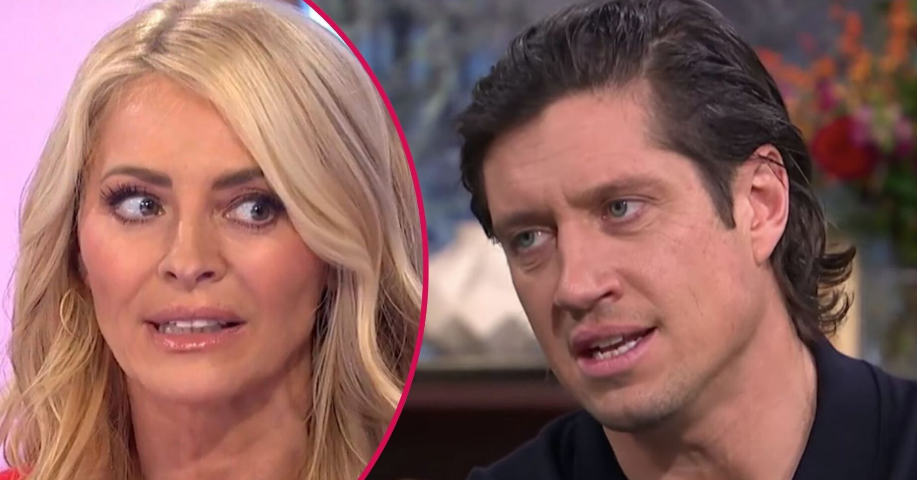Tess Daly and Vernon kay looking serious