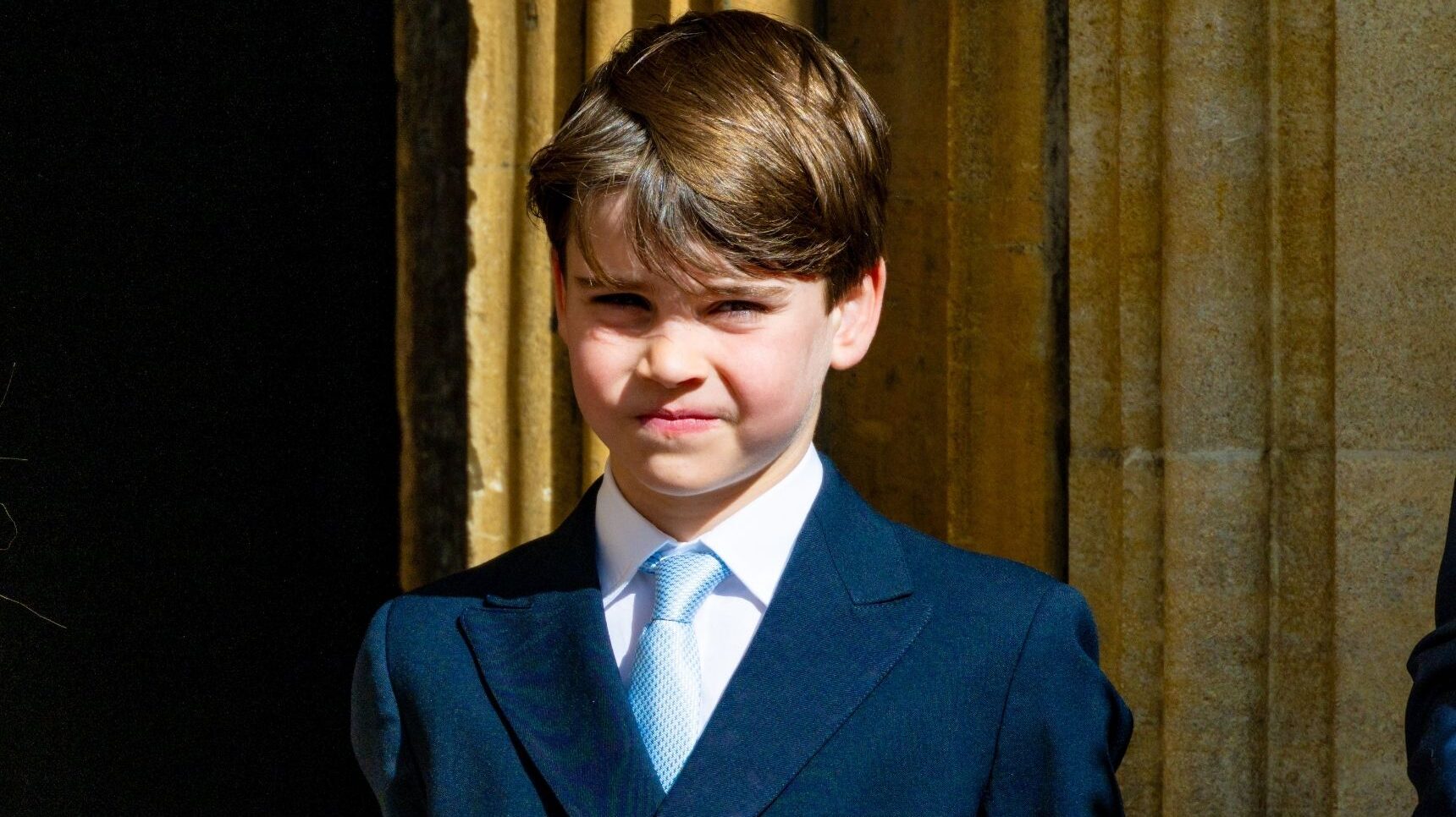 Prince Louis in suit during Easter service