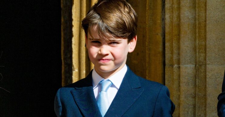 Prince Louis in suit during Easter service