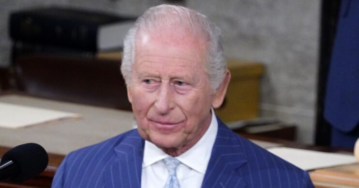 King Charles in blue suit