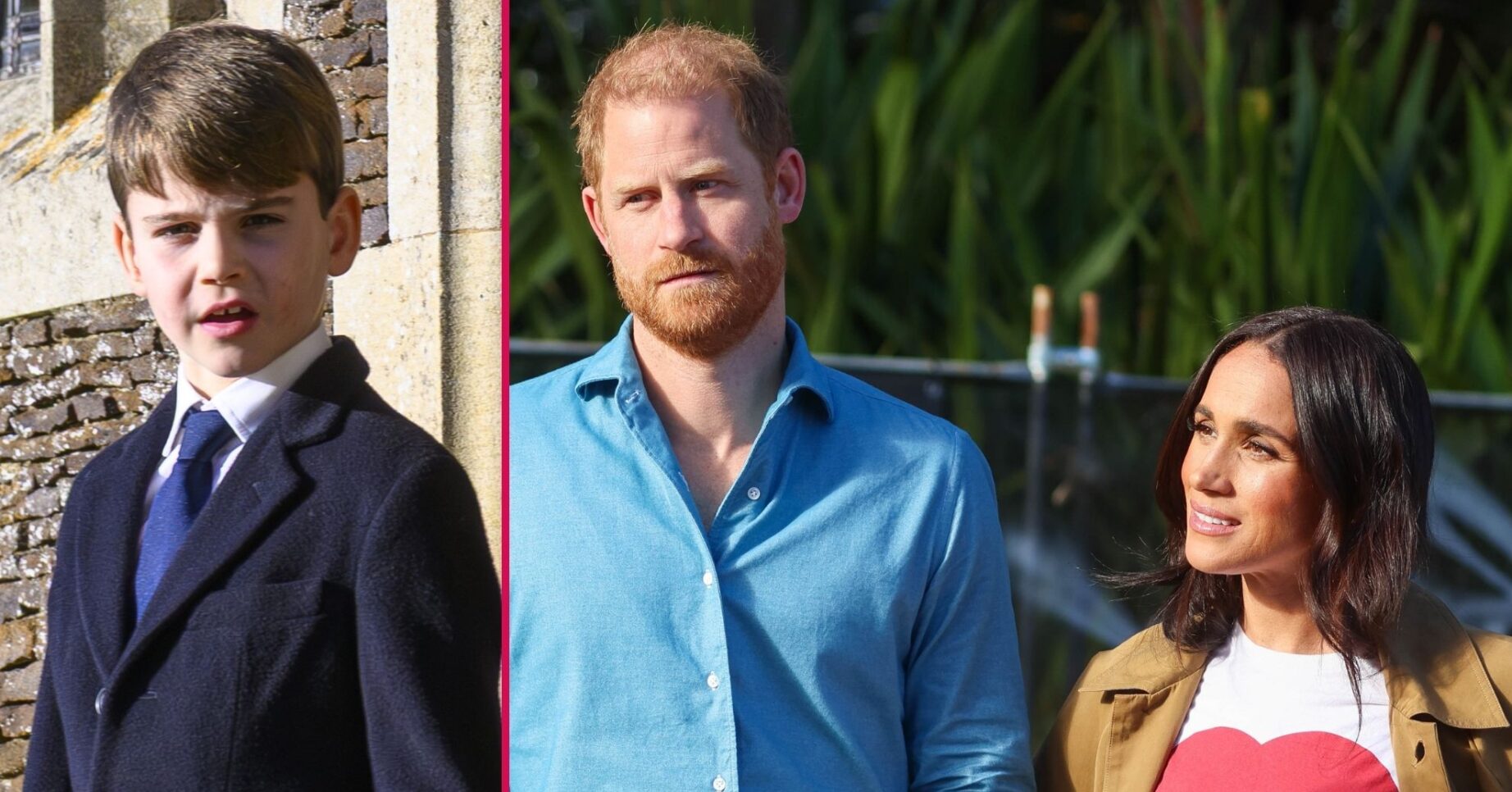 ED composite of Prince Louis on Christmas walkabout and Prince Harry and Meghan Markle in Australia