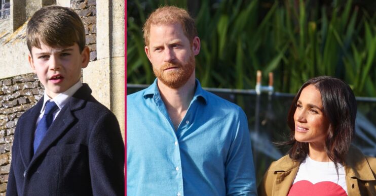 ED composite of Prince Louis on Christmas walkabout and Prince Harry and Meghan Markle in Australia