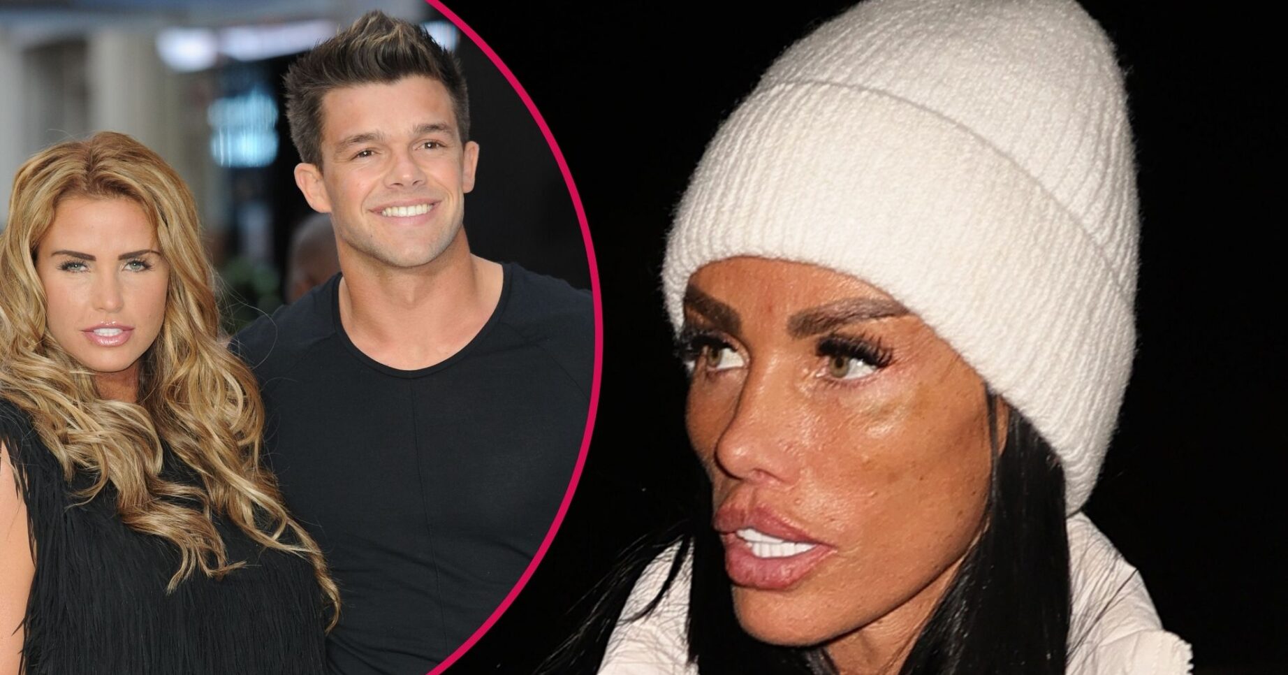 Katie Price and Leandro Penna on the red carpet/Katie Price looking to the side