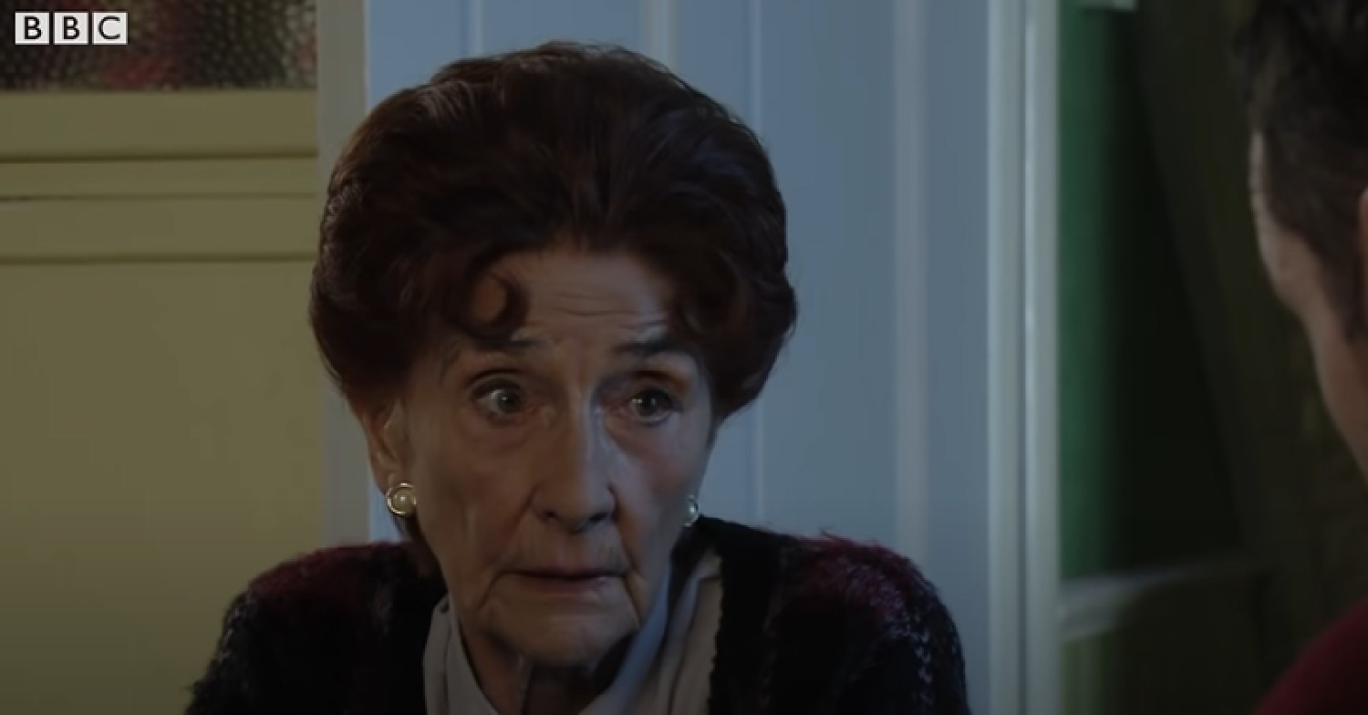 Dot Cotton - aka June Brown - on EastEnders looks serious