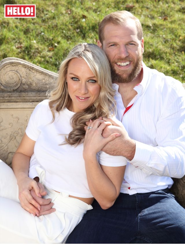 Chloe Madeley shows off her engagement ring from James Haskell (Hello! magazine)