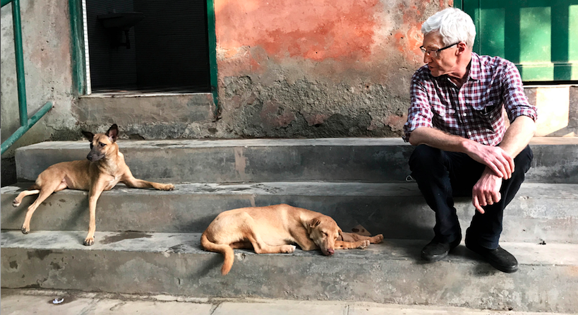 Paul filming on the streets of India for ITV
