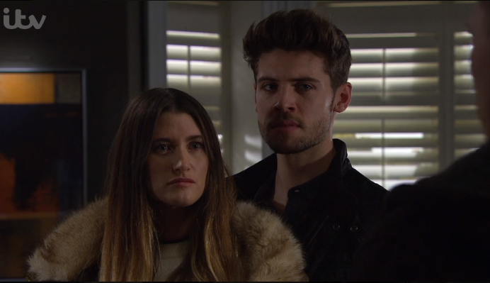 Debbie in confrontation with Simon in Emmerdale