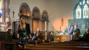 Eva dashes out of Aidan's funeral Coronation Street 