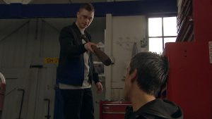 Cain Dingle hears Simon McManus is back in Emmerdale