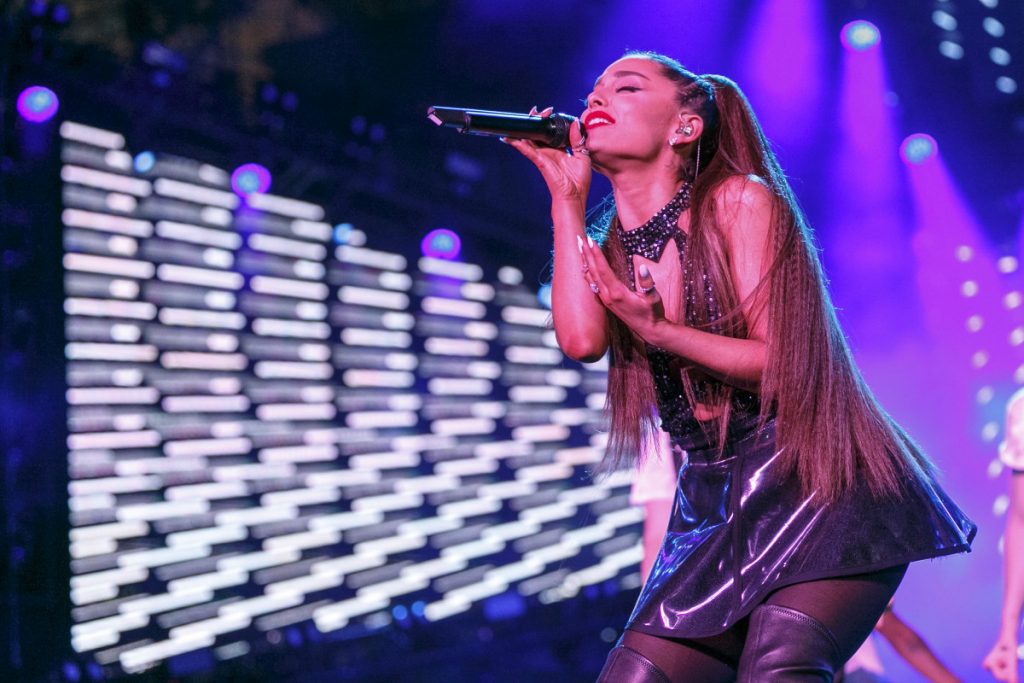 Ariana Grande performs onstage during the 2018 iHeartRadio Wango Tango by AT&T at Banc of California Stadium on June 2, 2018 in Los Angeles, California. (Photo by Rich Polk/Getty Images for iHeartMedia )