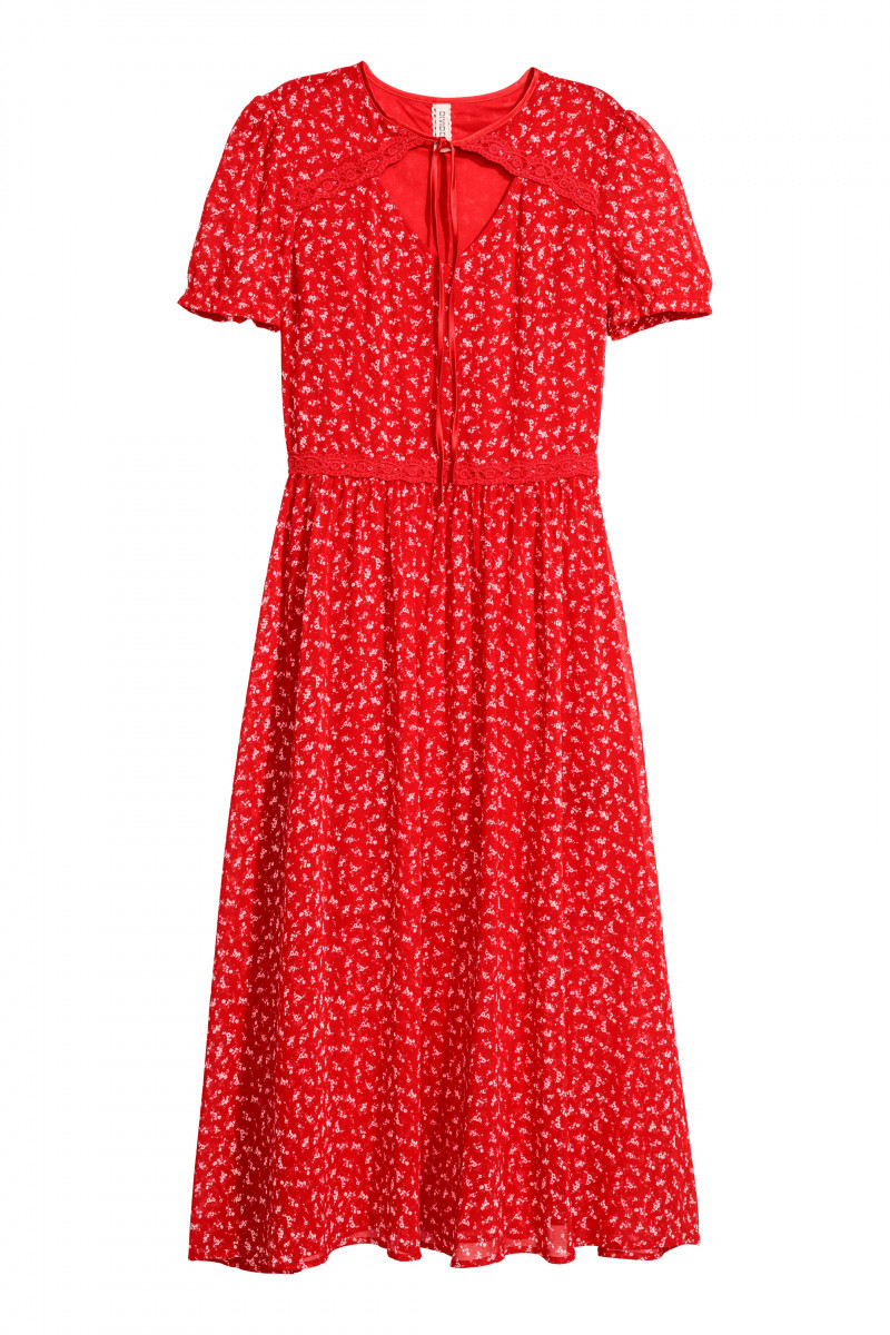 H & M red floral print dress