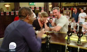 Anthony Quinlan and Matthew Wolfenden from Emmerdale with Andi Peters